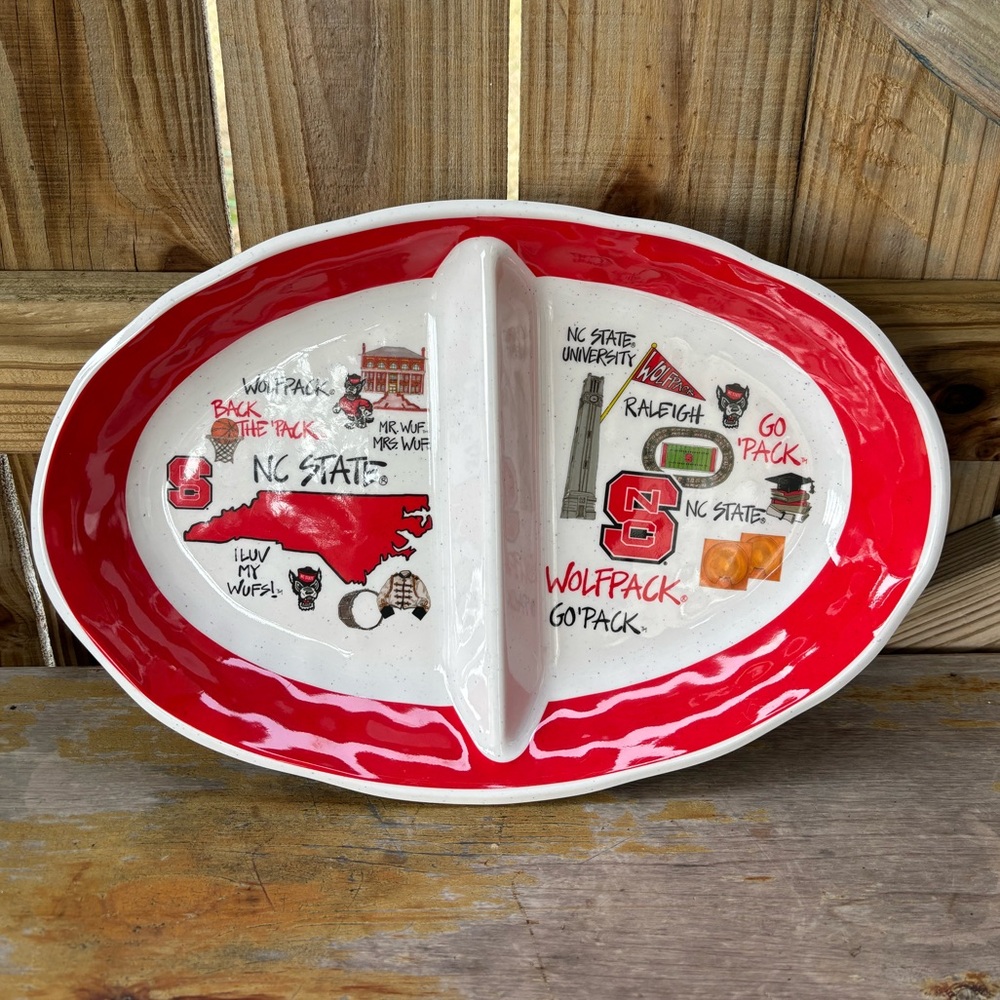 North Carolina State Wolfpack Melamine Divided Serving Tray Size 16 1/2”L
